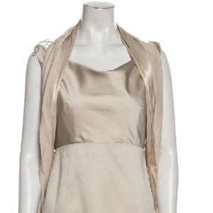 HOLIDAY VERA WANG SPECTACULAR Satin-like Neutral Long Tent Dress w/ Wrap sz 12
